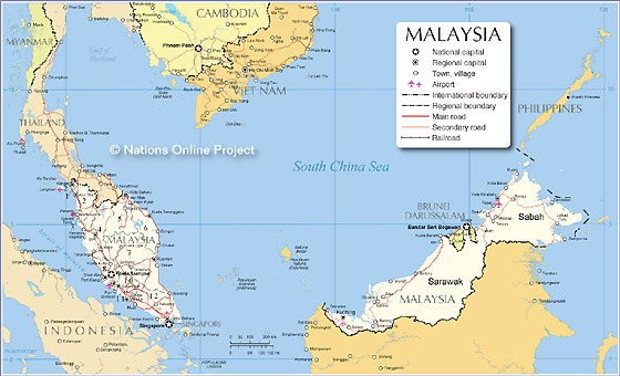 แผนที่ประเทศมาเลเซีย